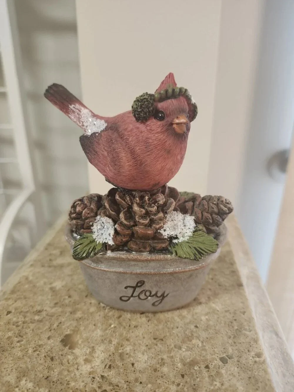 Winter Rustic Bird Cardinal Figurine Winter JOY